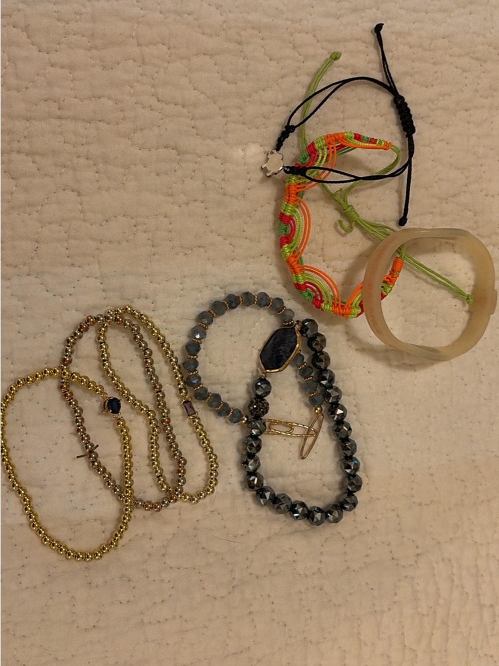Mixed Women’s Bracelet Set in Neon, Gold, Gray and Black
